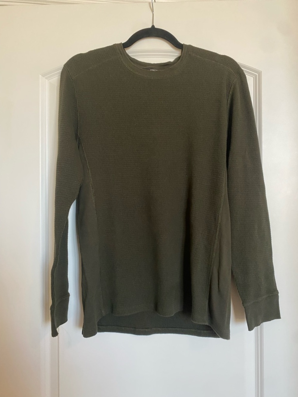Vince Olive Green Crewneck Thermal Sweater